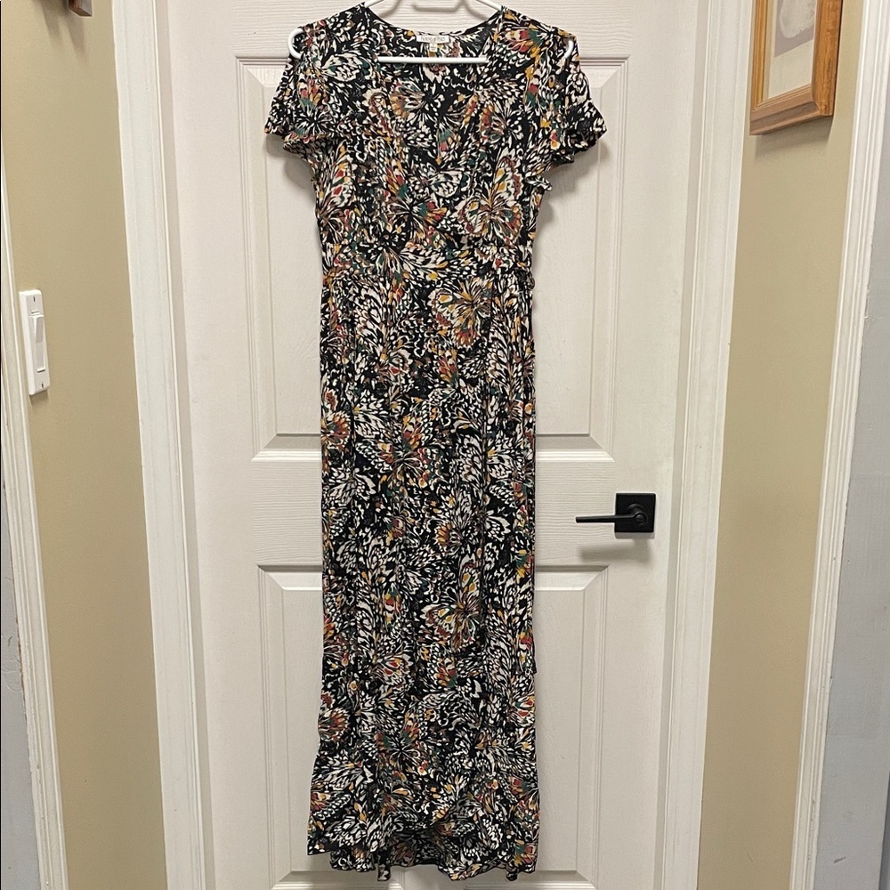 Patrons of Peace | Butterfly | Wrap | Fall | Flutter Sleeve |Maxi Dress |Size S